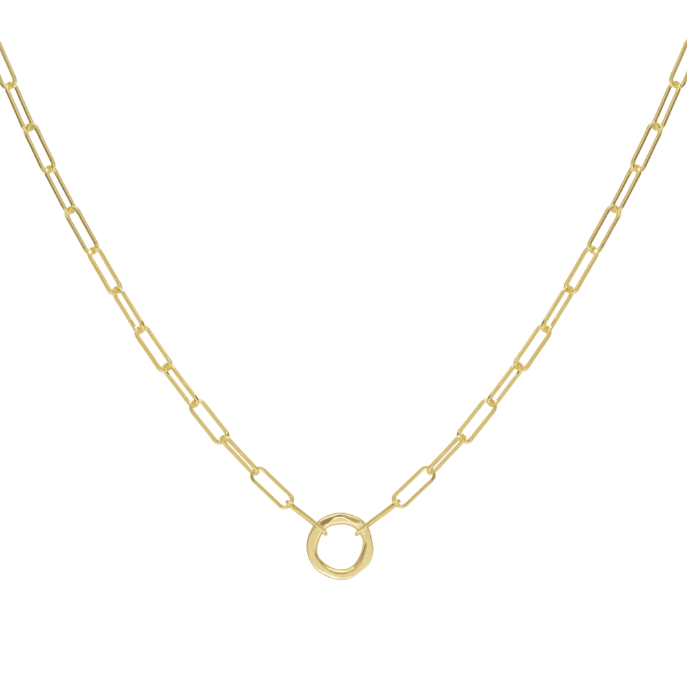 NKL-14K 'Luna' Paperclip and Organic Circle Necklace