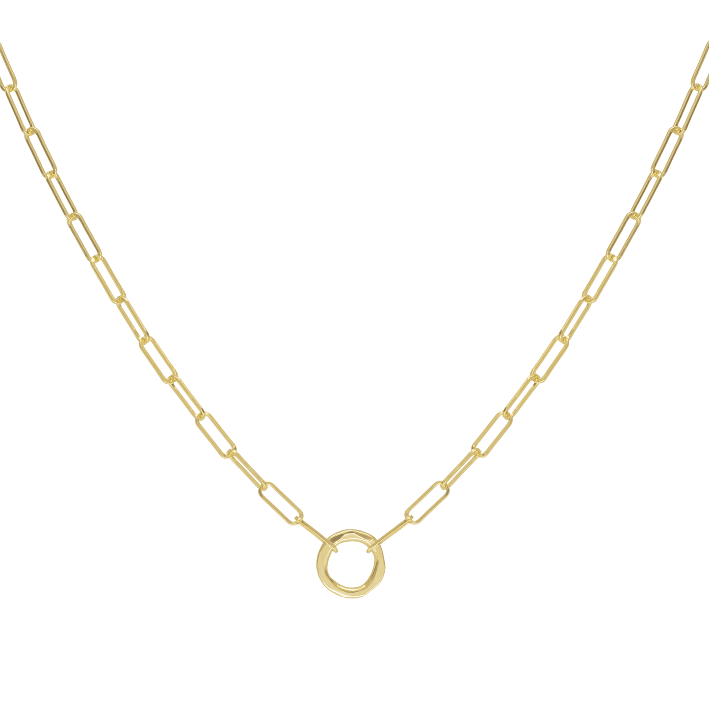 NKL-14K 'Luna' Paperclip and Organic Circle Necklace