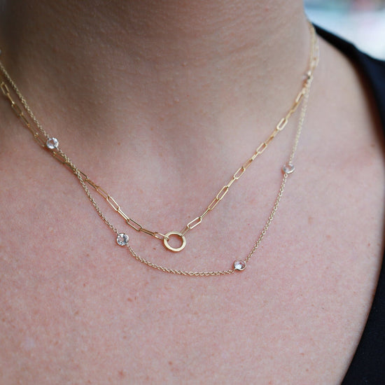 NKL-14K 'Luna' Paperclip and Organic Circle Necklace