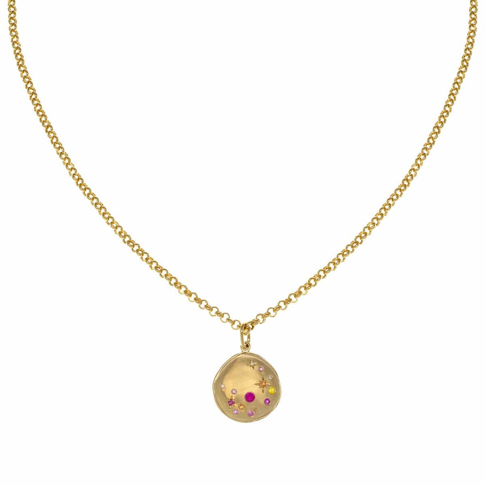 
                      
                        NKL-14K 'Luna' Sunburst Star Coin Rolo Necklace
                      
                    