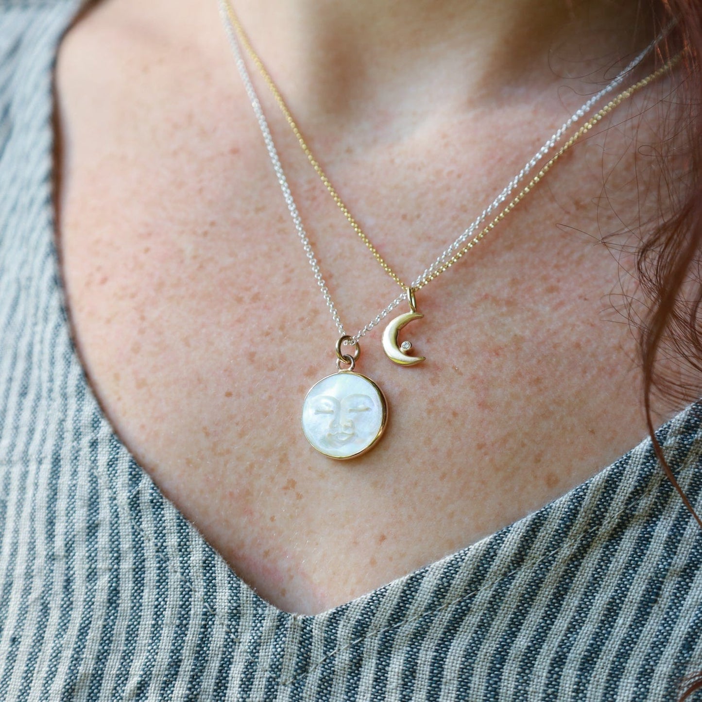 NKL-14K Lunarian Necklace - Mother of Pearl