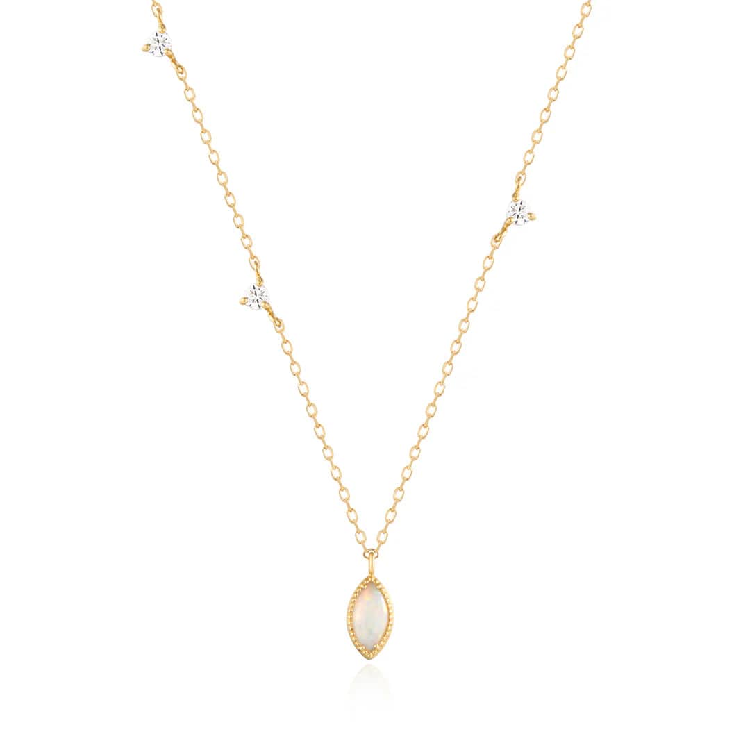 NKL-14K Lyric Opal & Lab Grown Diamond Necklace