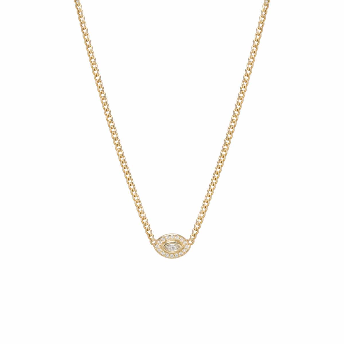NKL-14K Marquise Diamond Halo Necklace