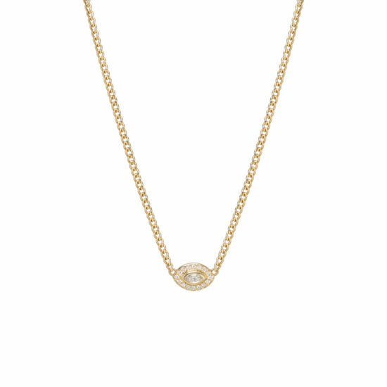 NKL-14K Marquise Diamond Halo Necklace