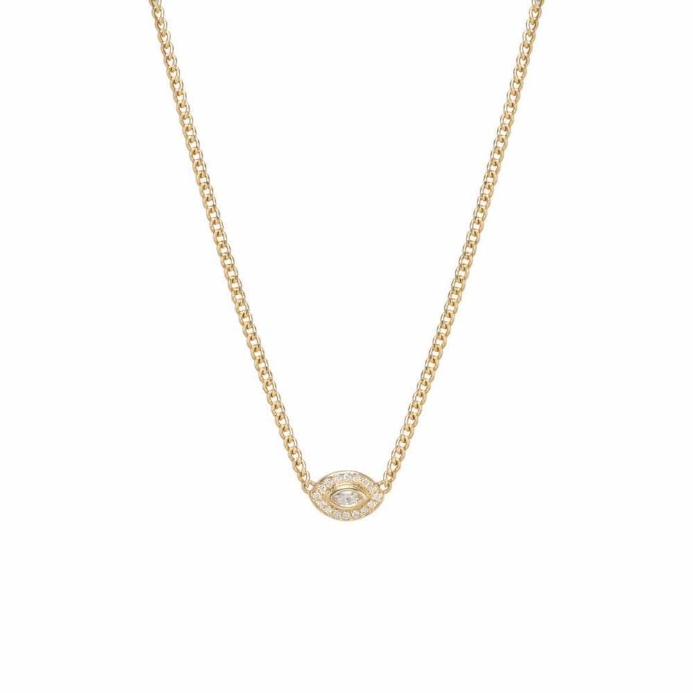 NKL-14K Marquise Diamond Halo Necklace