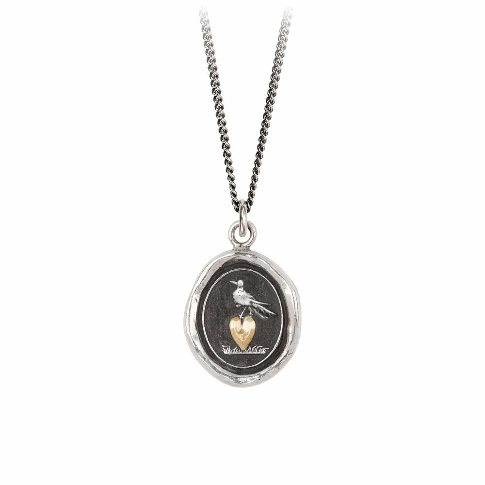 NKL-14K Martlet & Heart 14K Gold on Silver Talisman