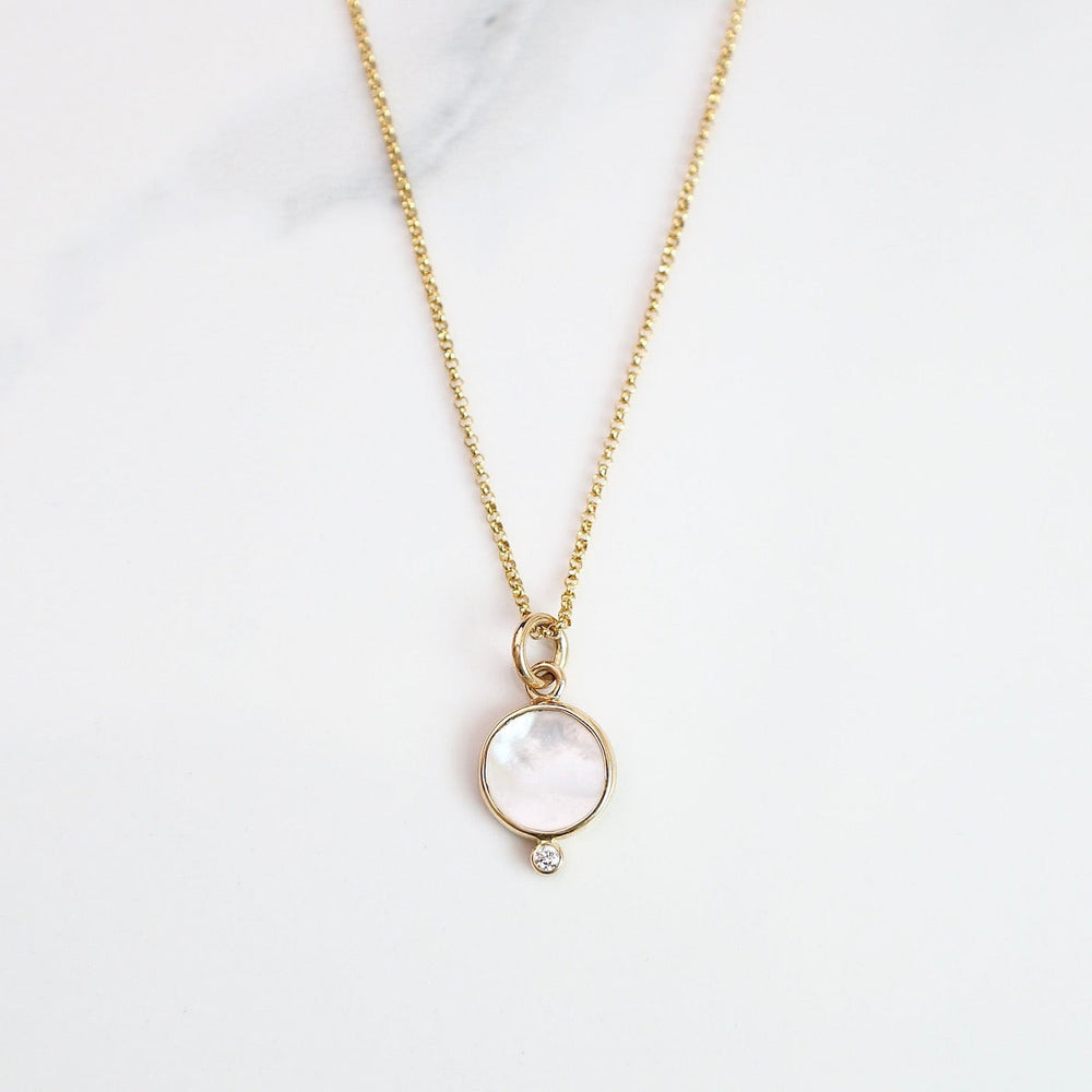 
                      
                        NKL-14K Medallion Necklace - Mother of Pearl & White Diamond
                      
                    