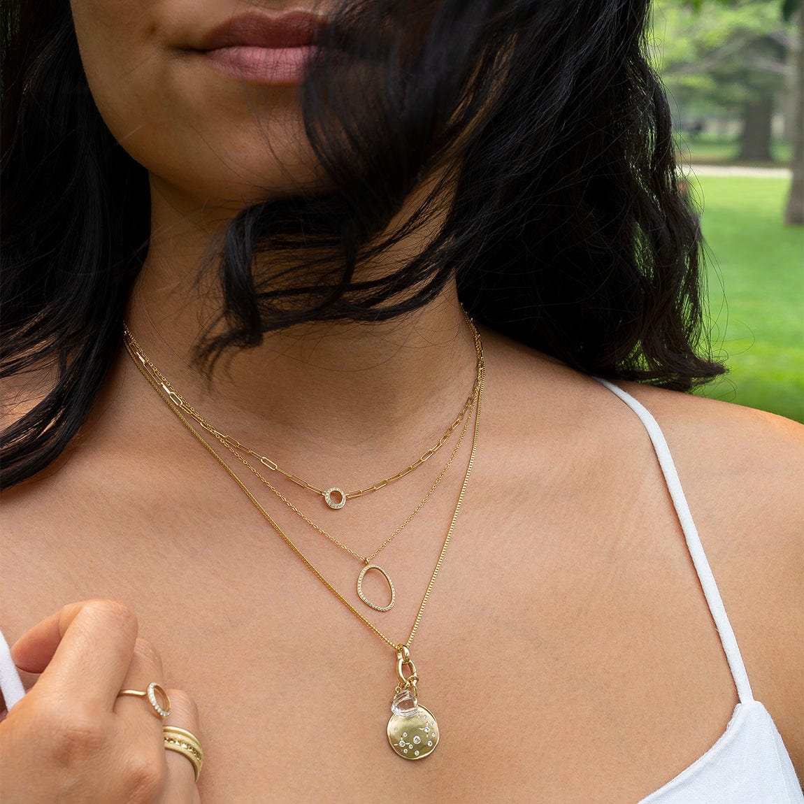NKL-14K Mini Diamond "Everlasting Love" Paper Clip Necklac