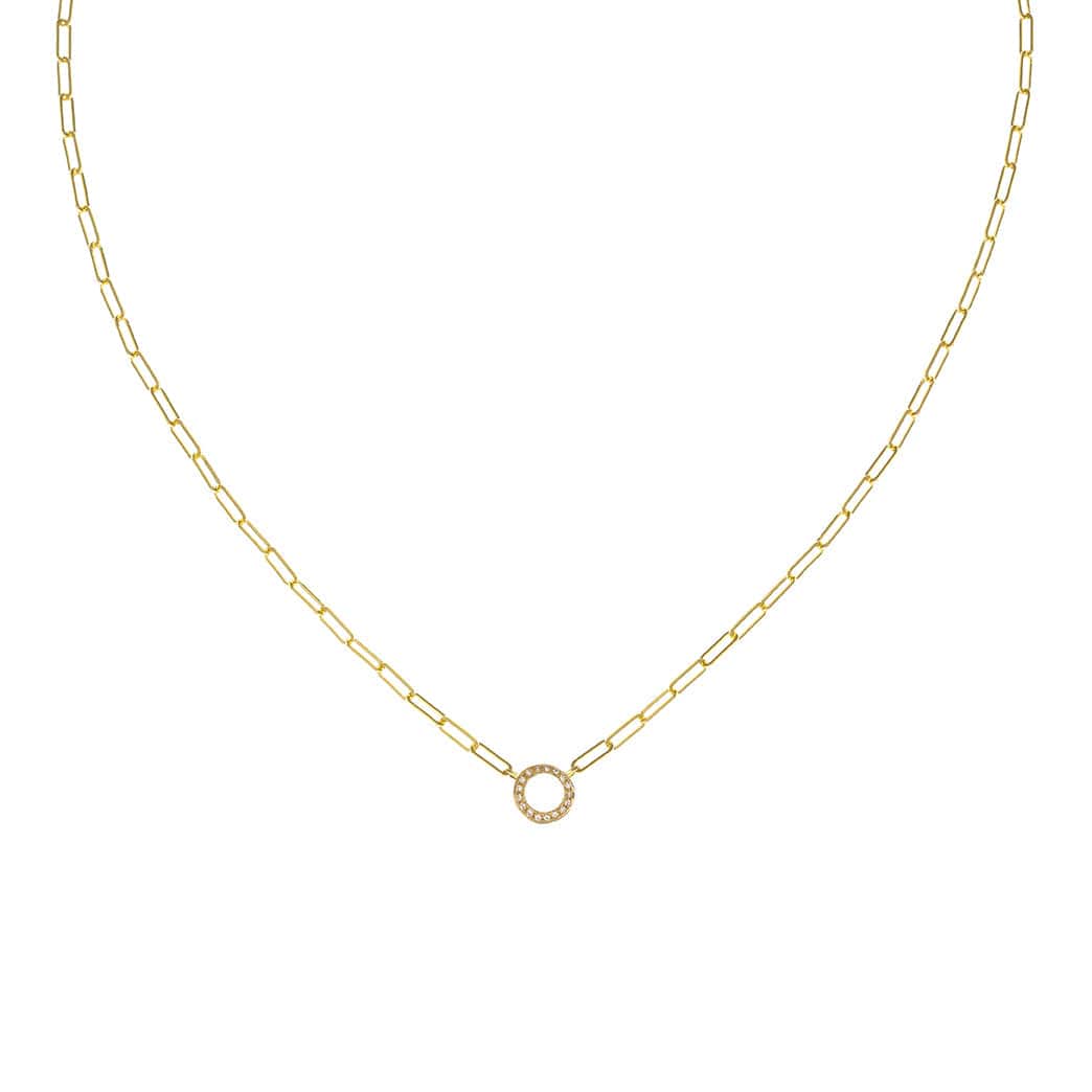 NKL-14K Mini Diamond "Everlasting Love" Paper Clip Necklac