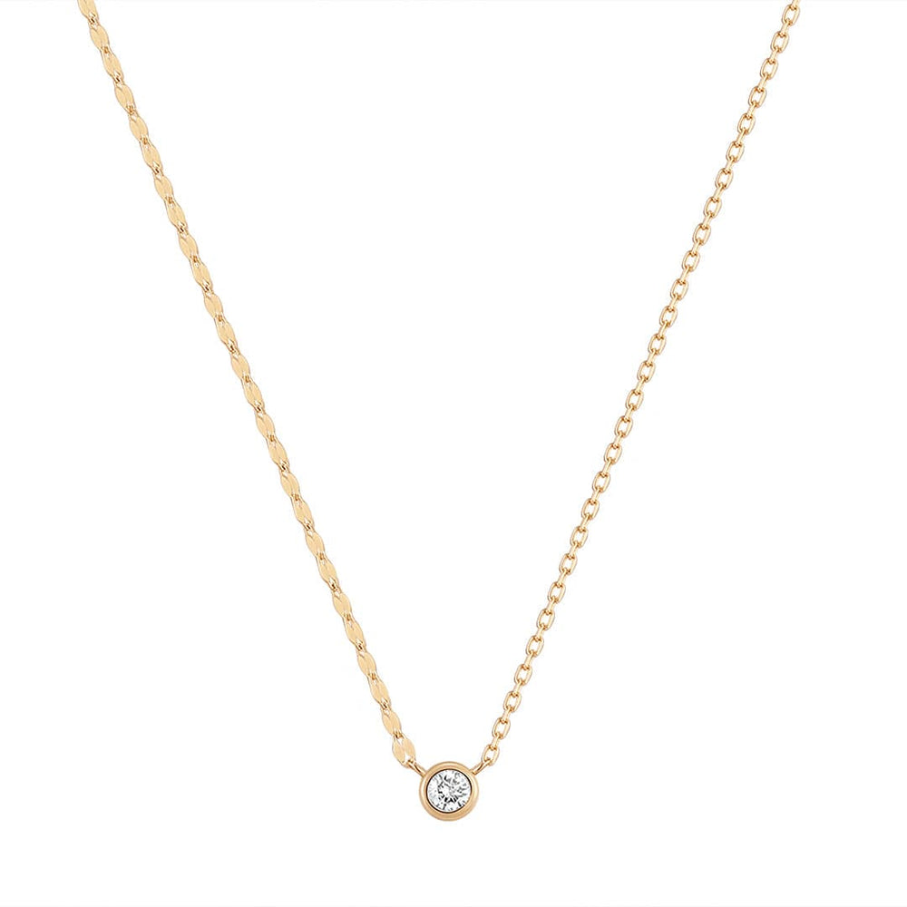 NKL-14K NOLA  Diamond Bezel Necklace with Dual Chain