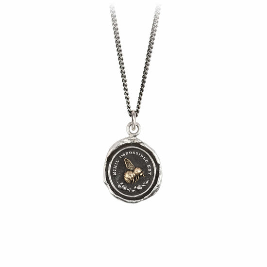 NKL-14K Nothing Is Impossible 14K Gold On Silver Talisman Necklace