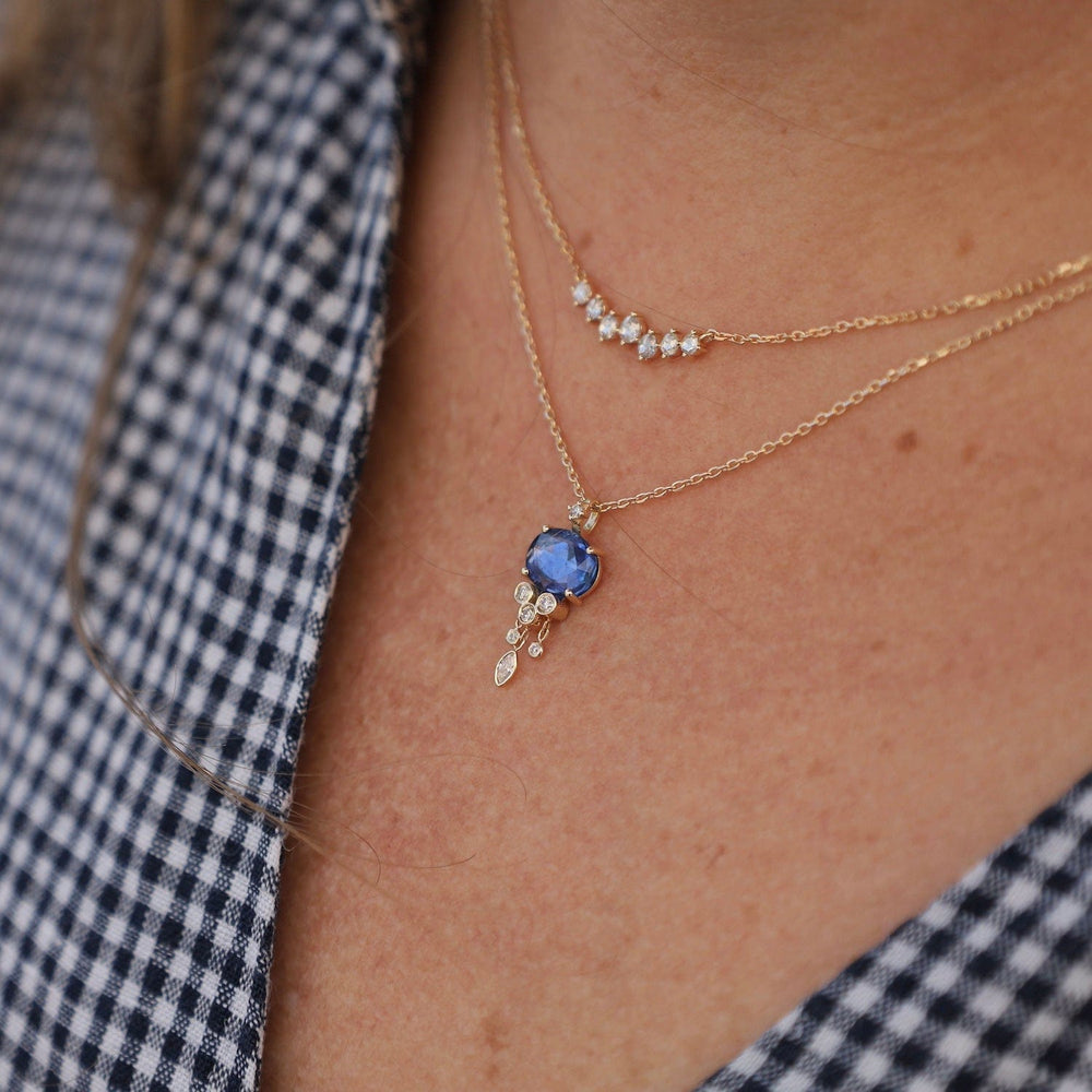 
                  
                    NKL-14K One of a Kind Blue Sapphire & Dangling Diamonds Jellyfish Necklace
                  
                