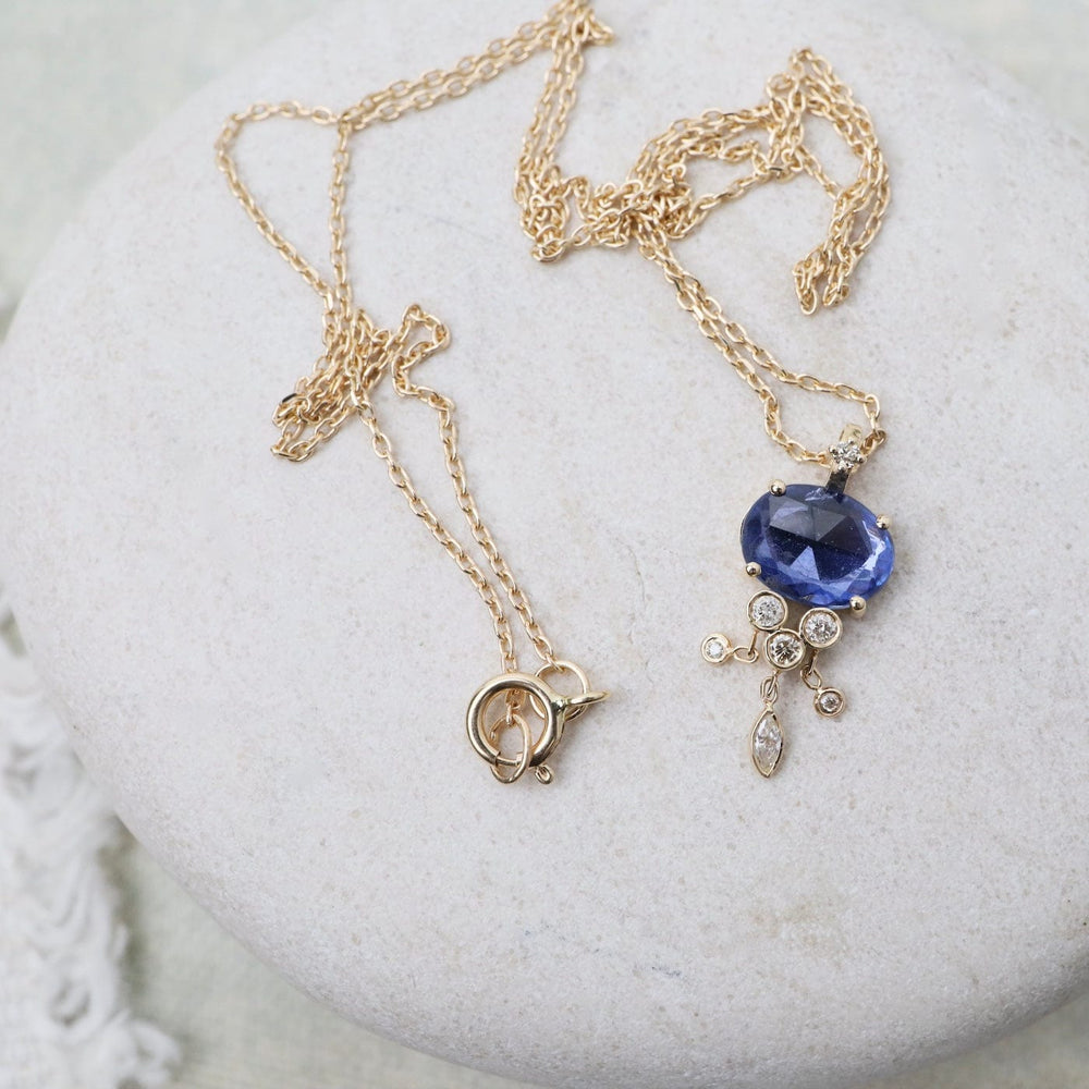 
                  
                    NKL-14K One of a Kind Blue Sapphire & Dangling Diamonds Jellyfish Necklace
                  
                