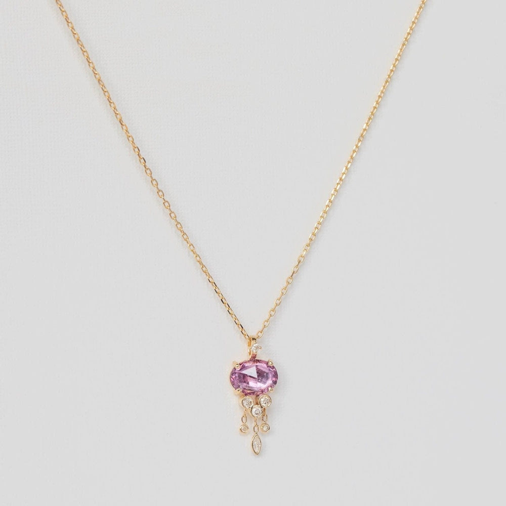 
                      
                        NKL-14K One of a Kind Pink Saphire & Dangling Diamonds Jel
                      
                    