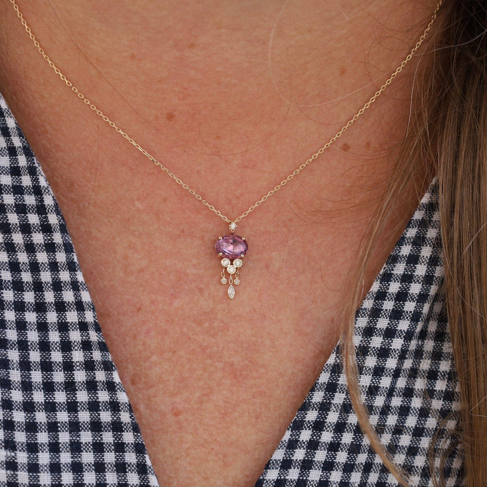 
                      
                        NKL-14K One of a Kind Pink Sapphire & Dangling Diamonds Jellyfish Necklace
                      
                    