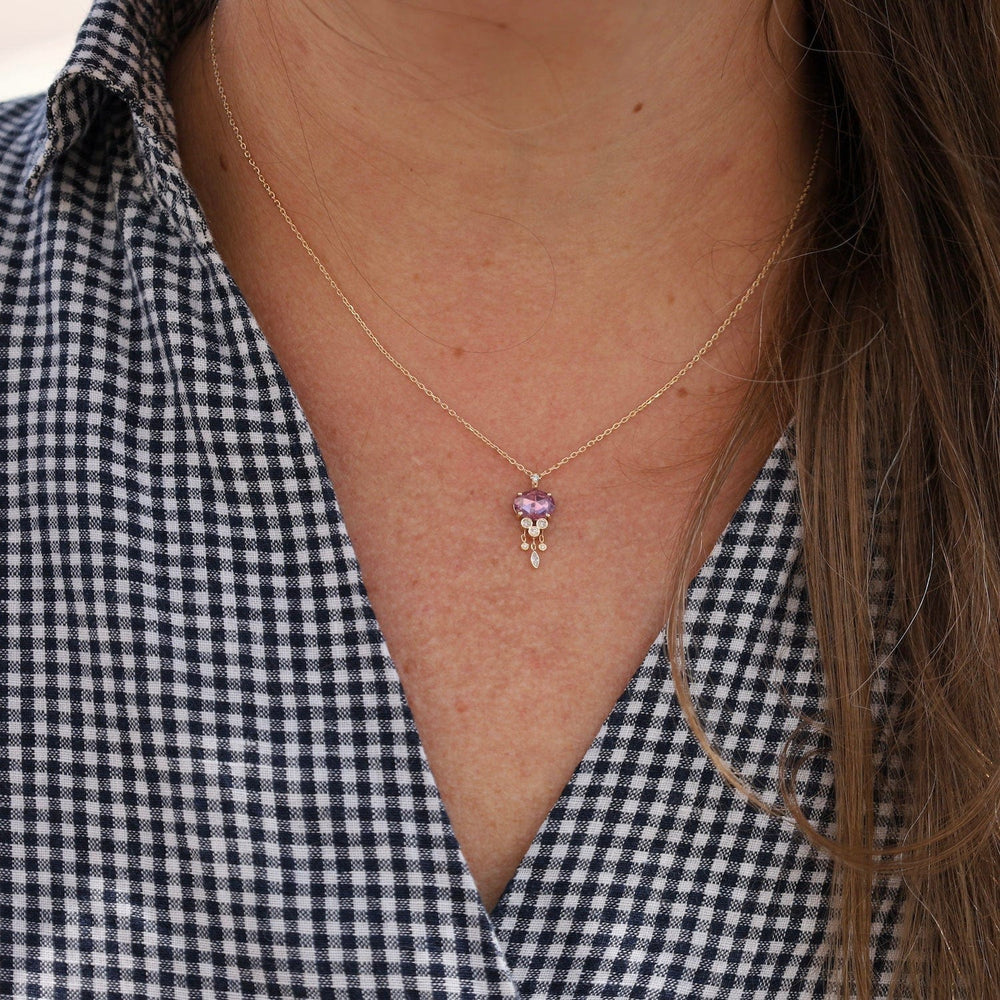 
                      
                        NKL-14K One of a Kind Pink Sapphire & Dangling Diamonds Jellyfish Necklace
                      
                    