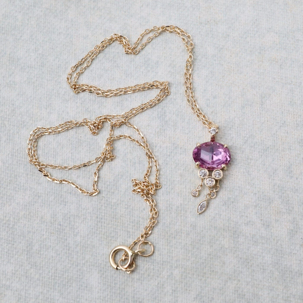 
                      
                        NKL-14K One of a Kind Pink Sapphire & Dangling Diamonds Jellyfish Necklace
                      
                    