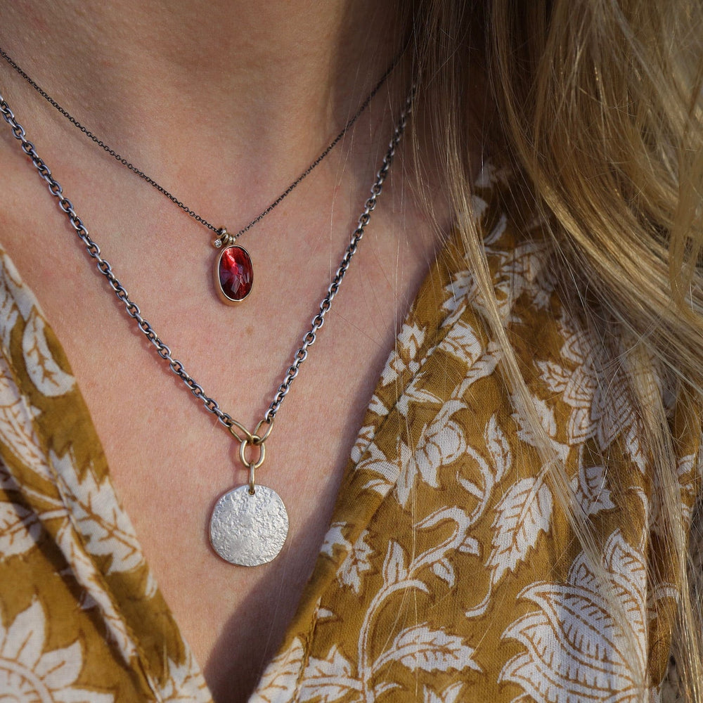 
                      
                        NKL-14K Oxidized Sterling & 14K Gold Necklace with Oval Fa
                      
                    