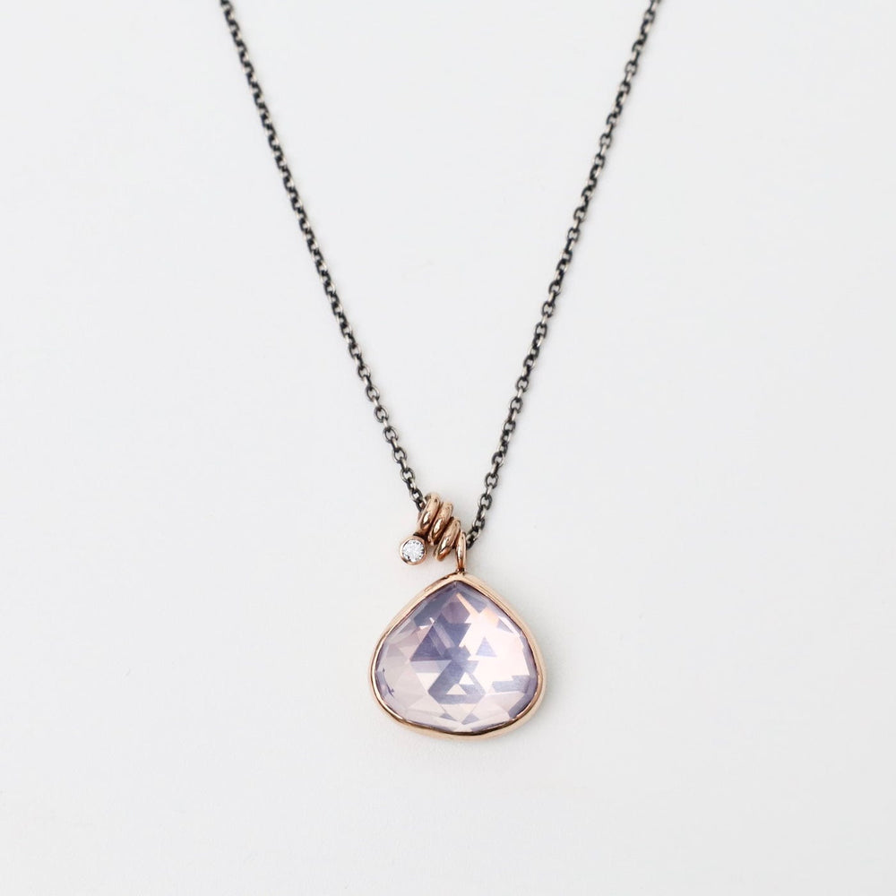 NKL-14K Oxidized Sterling & 14K Rose Gold Necklace w/ Lotu