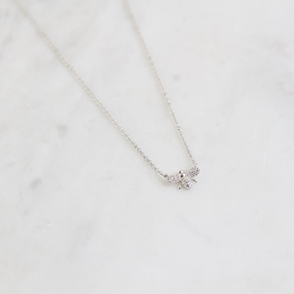 
                      
                        NKL-14K Petite Diamond Bee Necklace - 14K White Gold
                      
                    