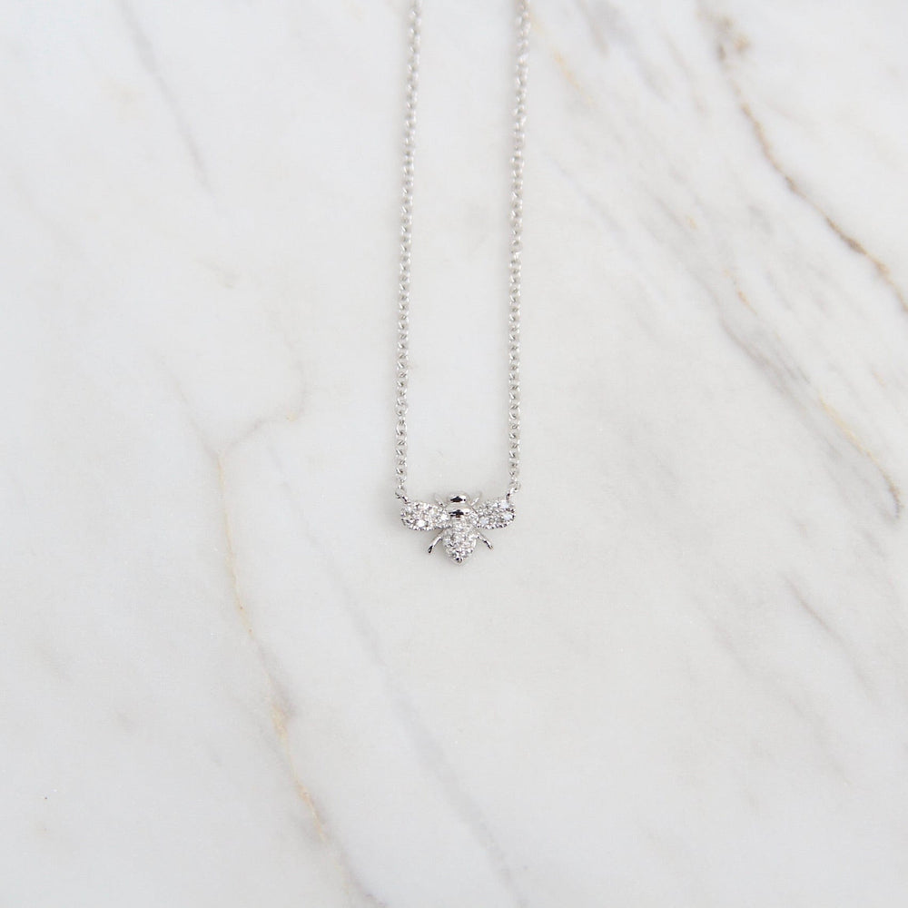 
                      
                        NKL-14K Petite Diamond Bee Necklace - 14K White Gold
                      
                    