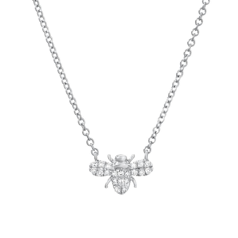 
                      
                        NKL-14K Petite Diamond Bee Necklace - 14K White Gold
                      
                    