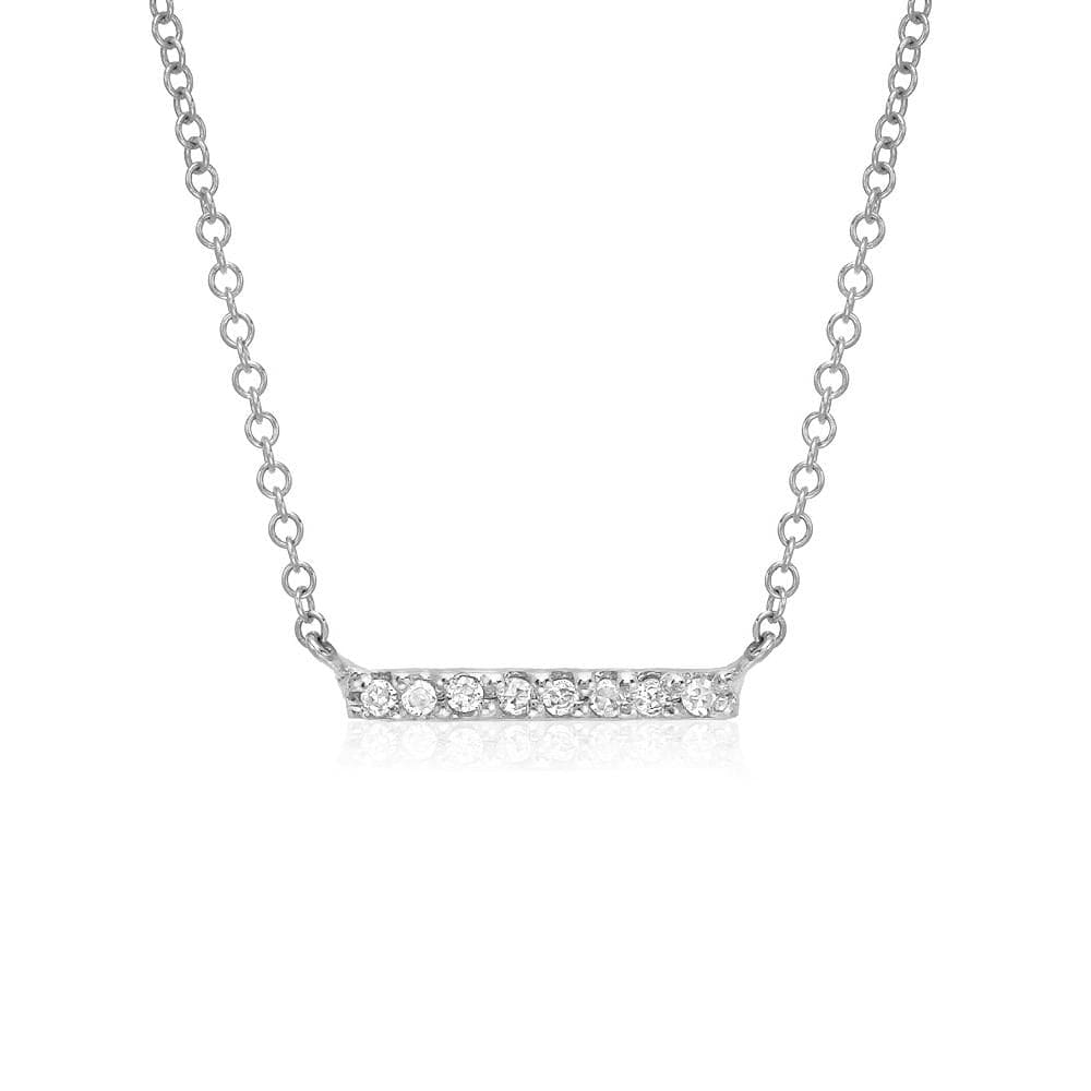 
                      
                        NKL-14K Petite Pavé Diamond Bar Necklace In White Gold
                      
                    