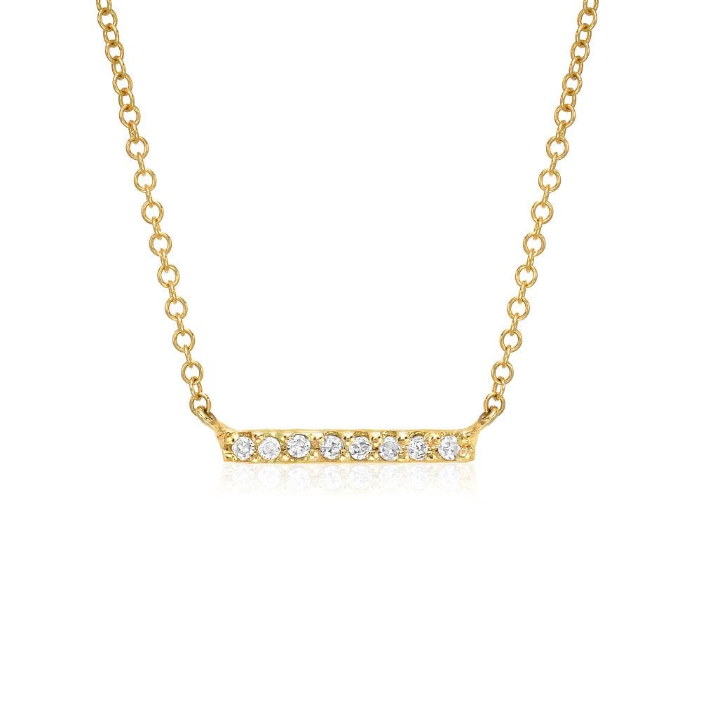 
                      
                        NKL-14K Petite Pavé Diamond Bar Necklace In Yellow Gold
                      
                    