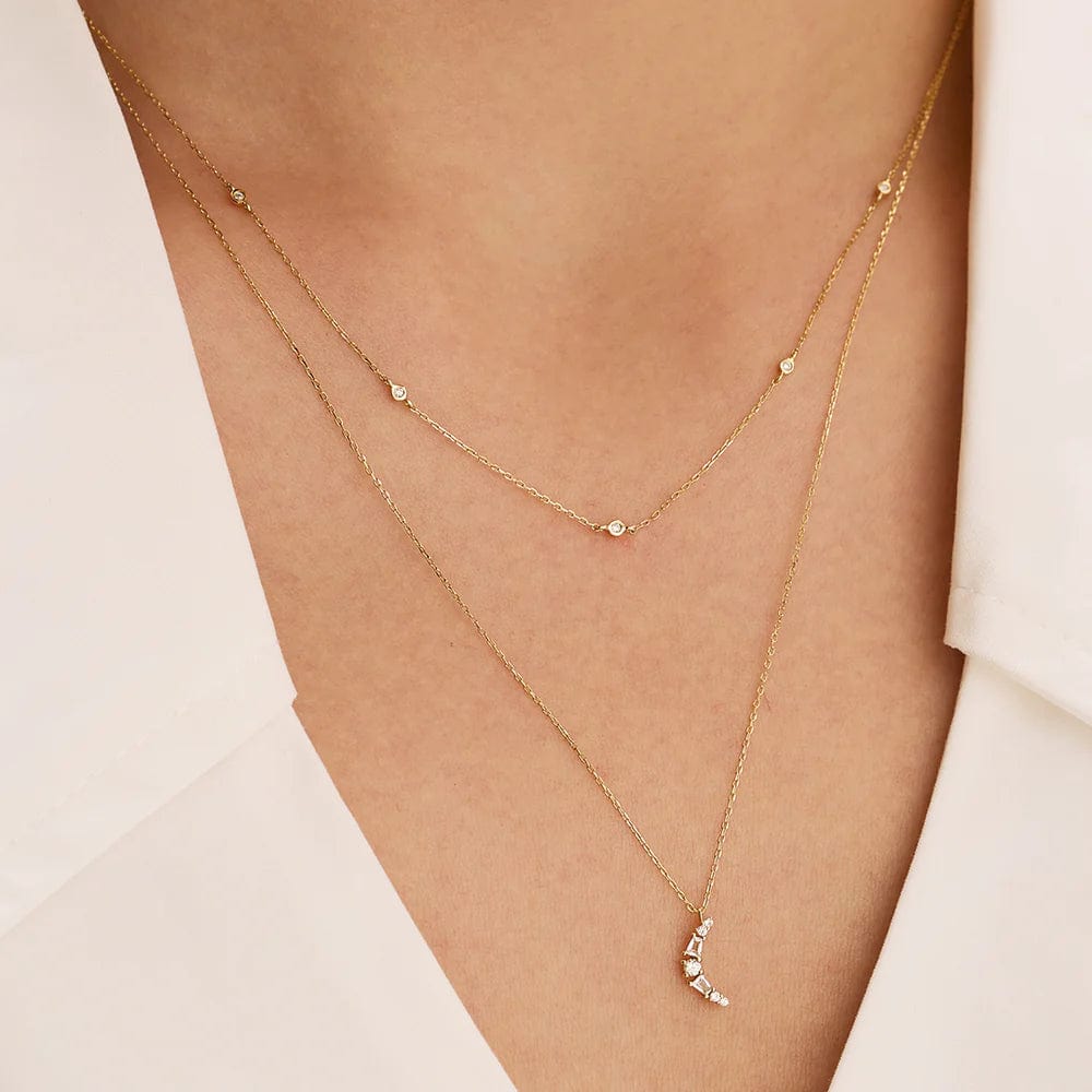 
                      
                        NKL-14K Phoenix White Sapphire Crescent Moon Necklace
                      
                    