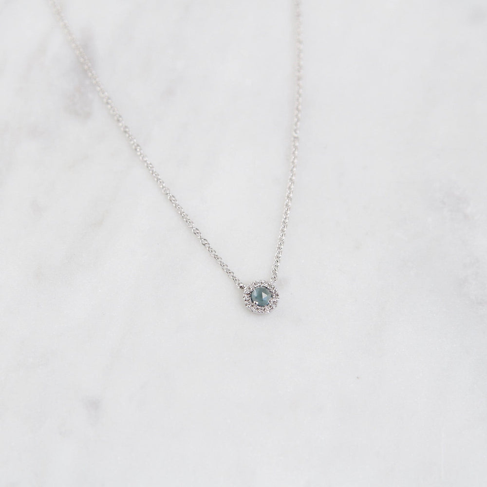 
                      
                        NKL-14K Rose Cut London Blue Topaz with Diamond Halo Necklace
                      
                    