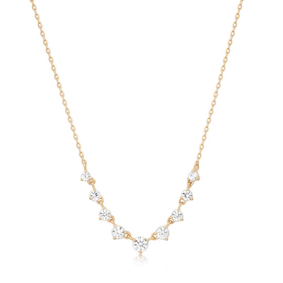 NKL-14K Rose Cut White Sapphire Necklace