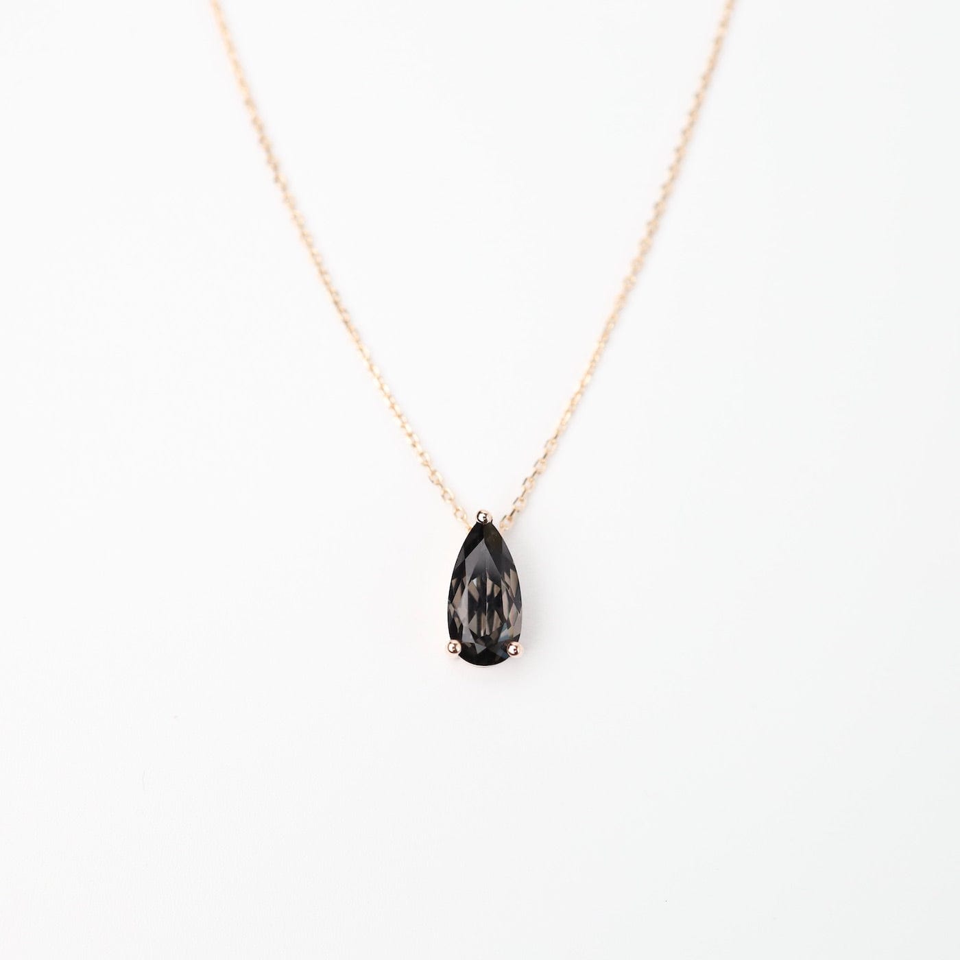 NKL-14K Rose Gold Pear Shaped Black Night Quart