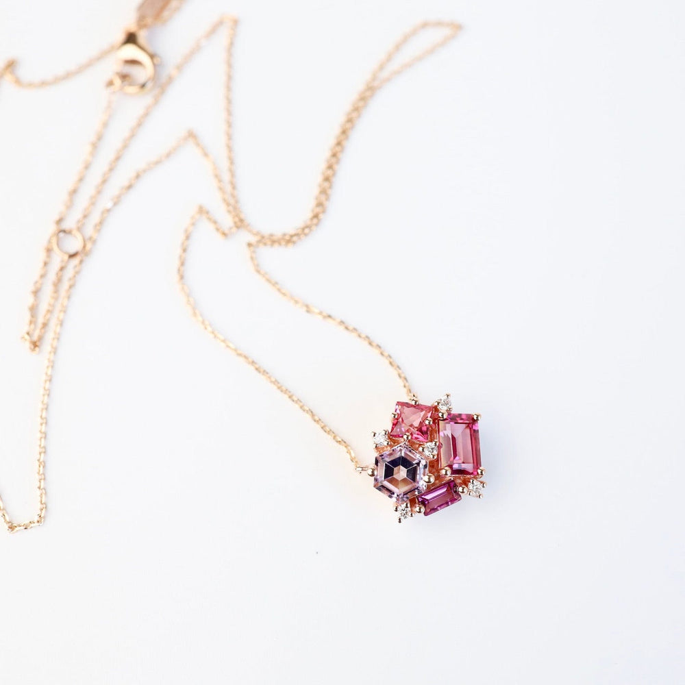 
                  
                    NKL-14K Rose Gold Pink Cluster Necklace
                  
                