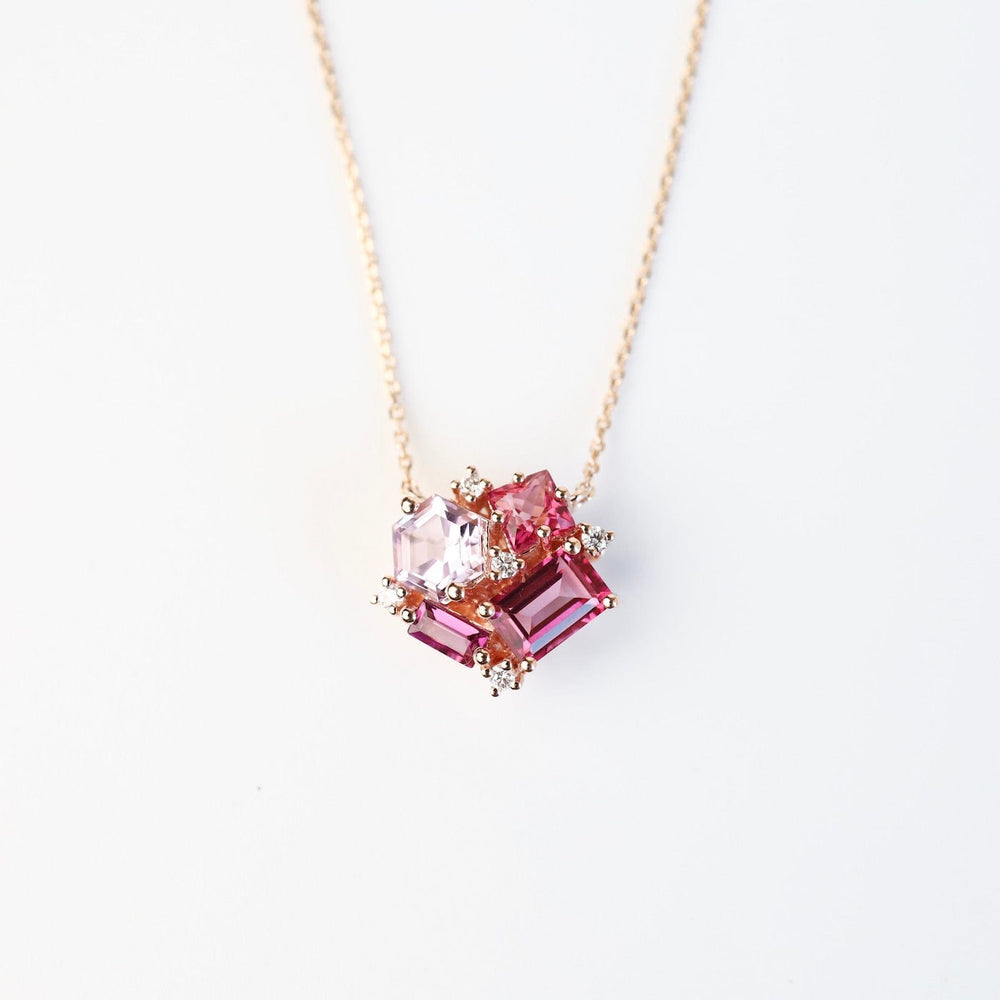 
                  
                    NKL-14K Rose Gold Pink Cluster Necklace
                  
                