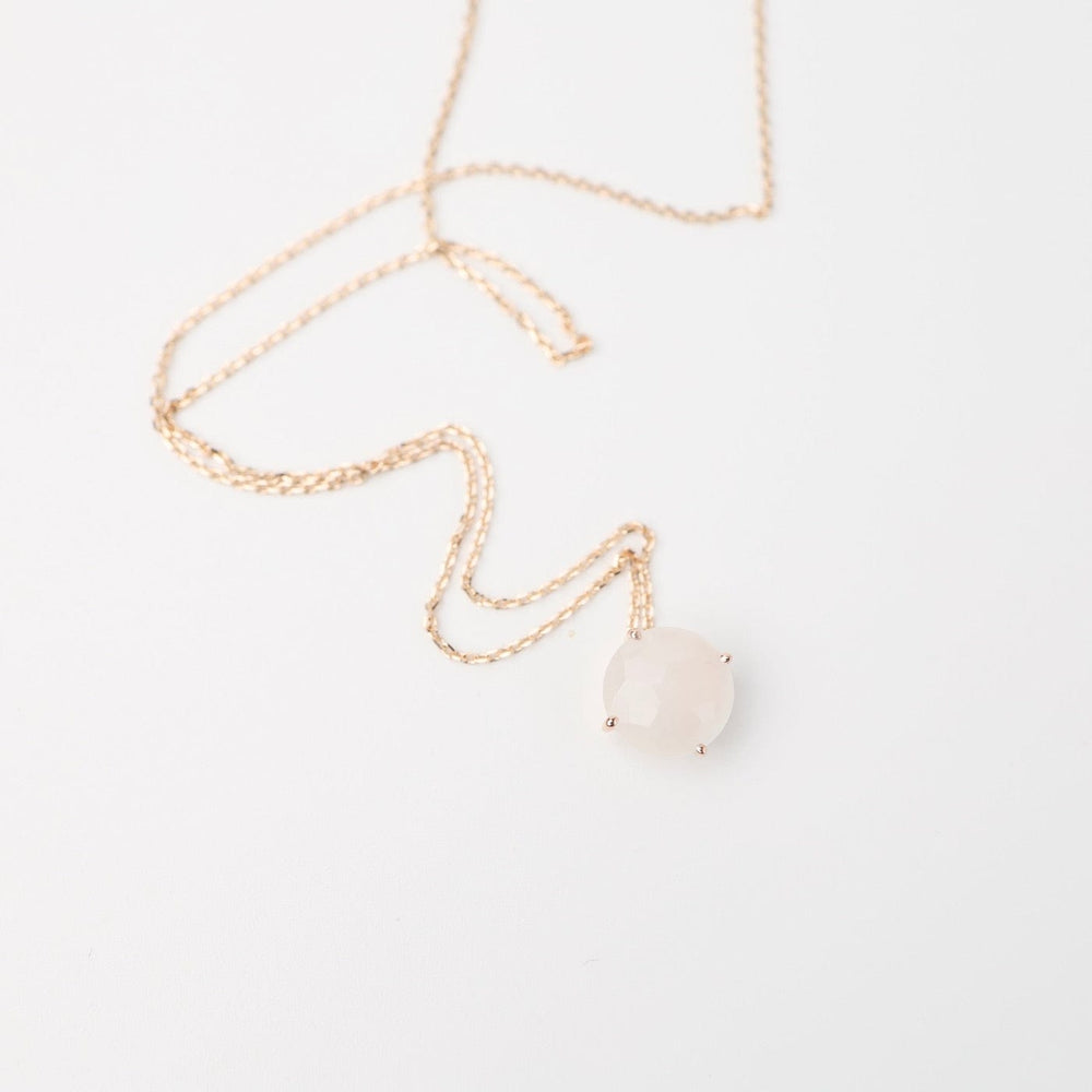 
                  
                    NKL-14K Rose Gold Round White Moonstone Necklace
                  
                