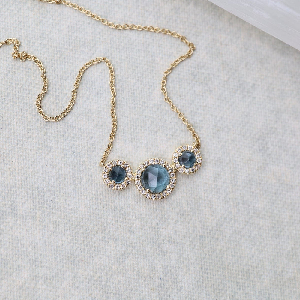 NKL-14K Rosie Bar Necklace with London Blue Topaz