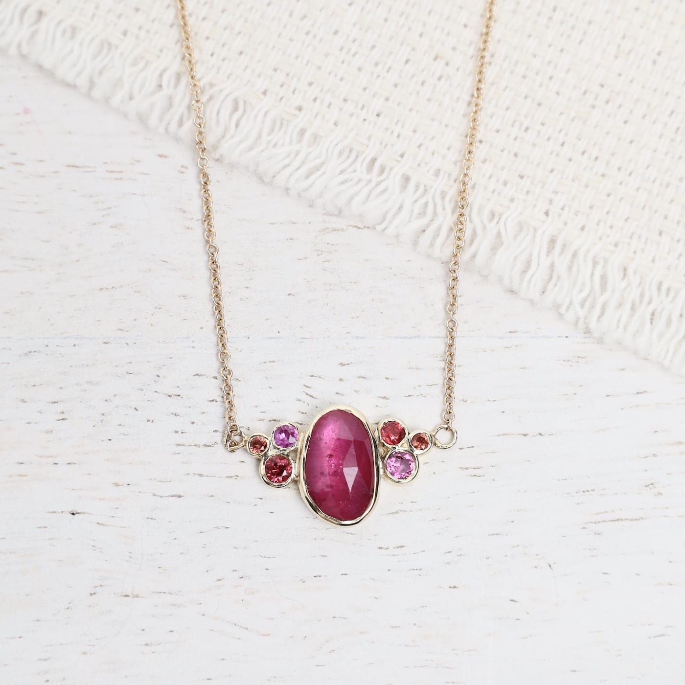NKL 14k Ruby Necklace with Sunset Sapphires
