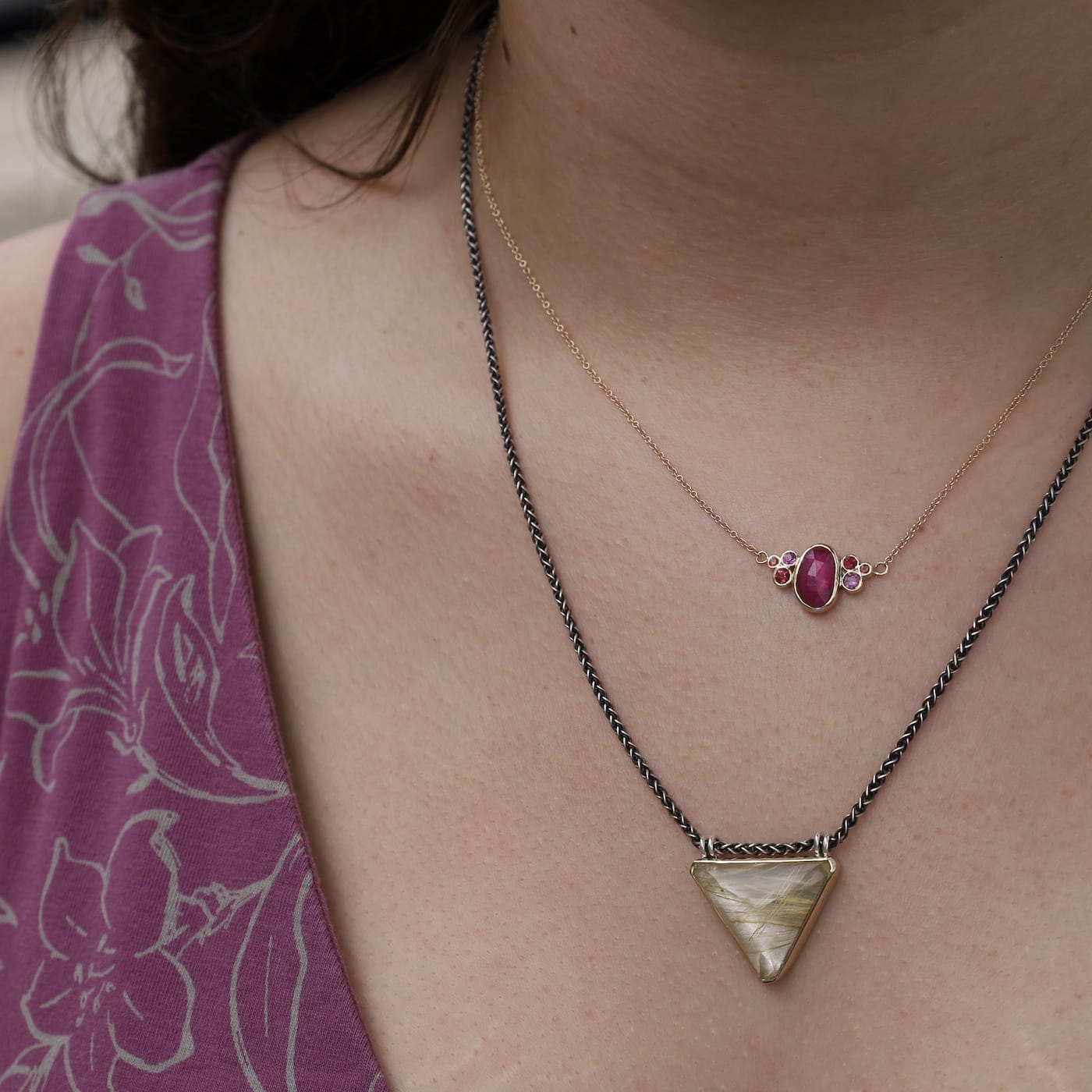 NKL 14k Ruby Necklace with Sunset Sapphires