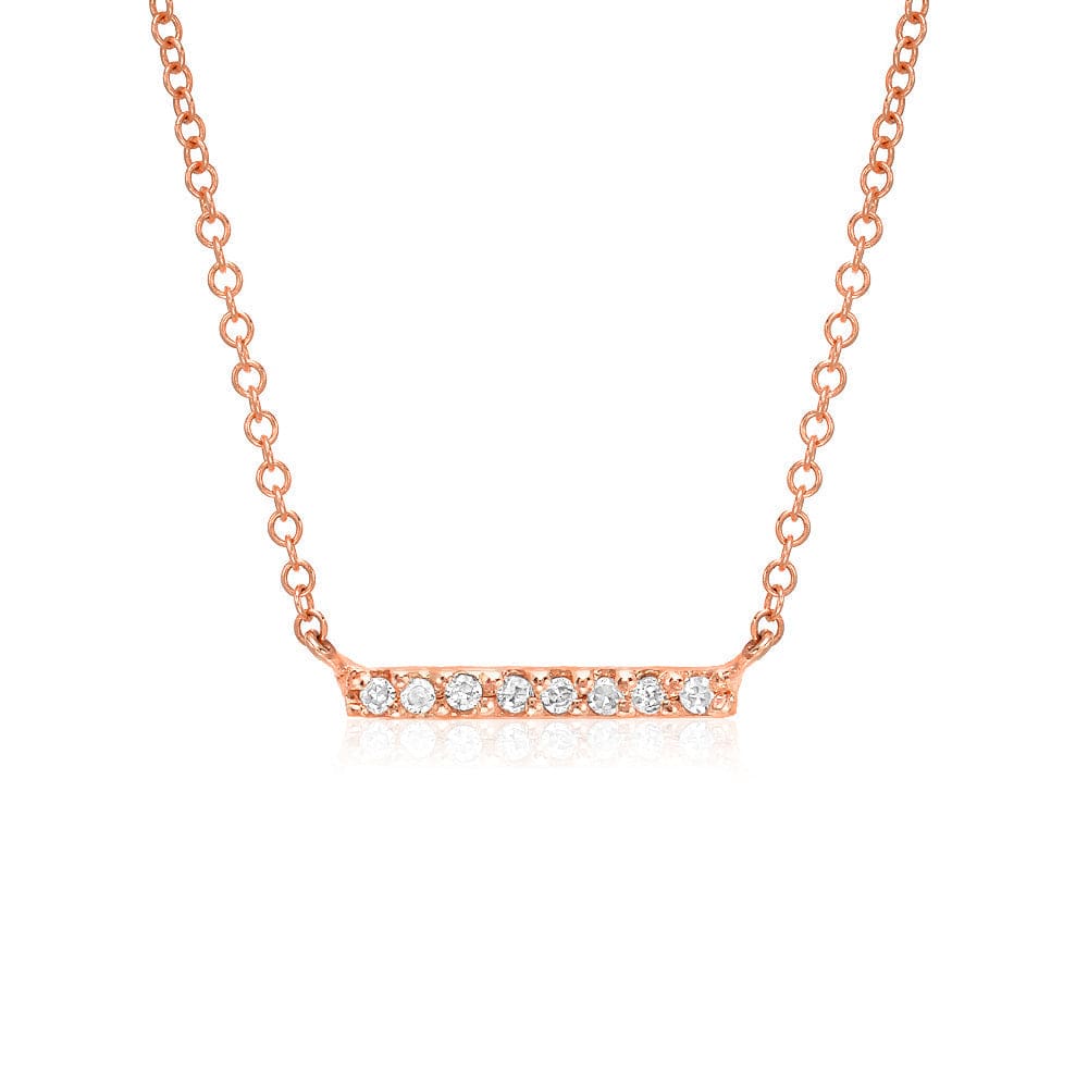 NKL-14K Short Diamond Bar Necklace - 14K Rose Gold