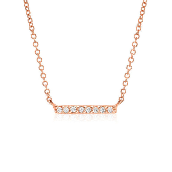NKL-14K Short Diamond Bar Necklace - 14K Rose Gold