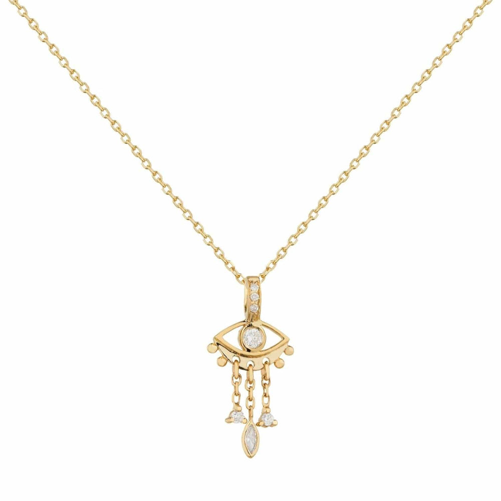 NKL-14K Small Diamond Eye & Dangling Details Necklace