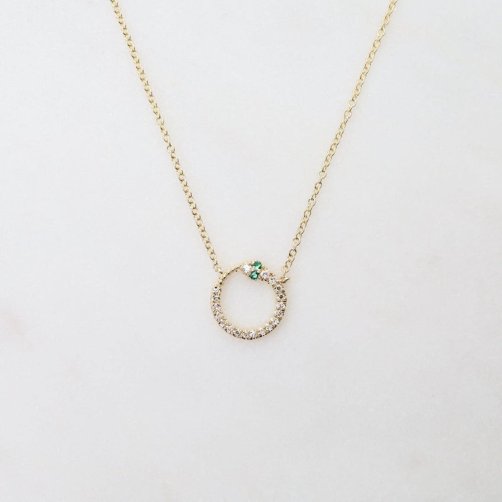 
                  
                    NKL-14K Snake Ouroboros Necklace with Tsavorite Garnets
                  
                