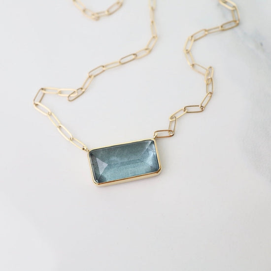 Aquamarine Classic Necklace - Minimalist Gemstone Jewelry – And Arlen