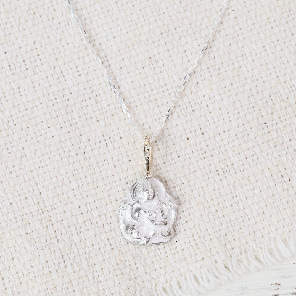 NKL-14K Sterling Silver & 14k Gold Buddha Necklace