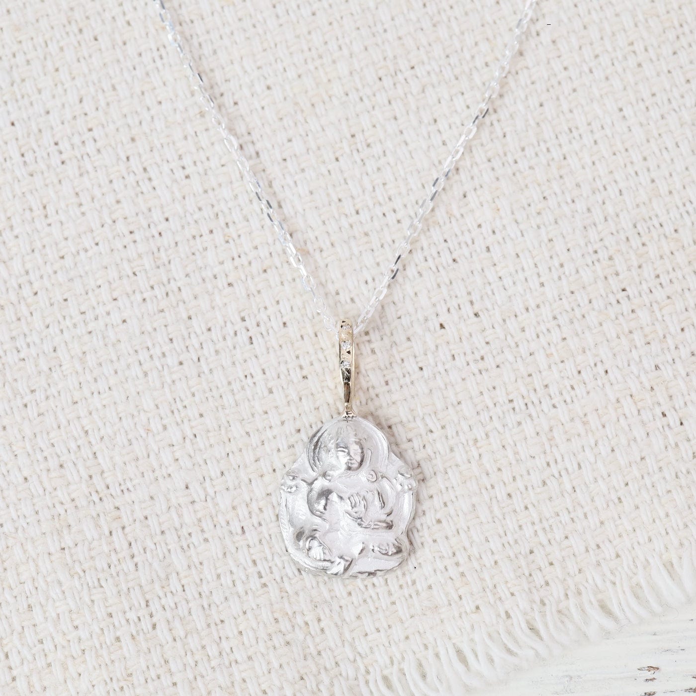 NKL-14K Sterling Silver & 14k Gold Buddha Necklace