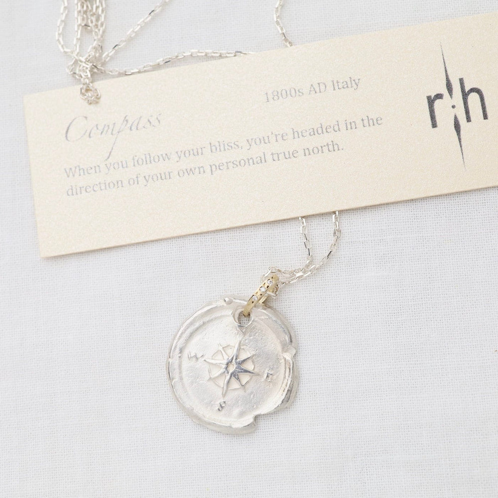 
                      
                        NKL-14K Sterling Silver & 14k Gold Compass Necklace
                      
                    