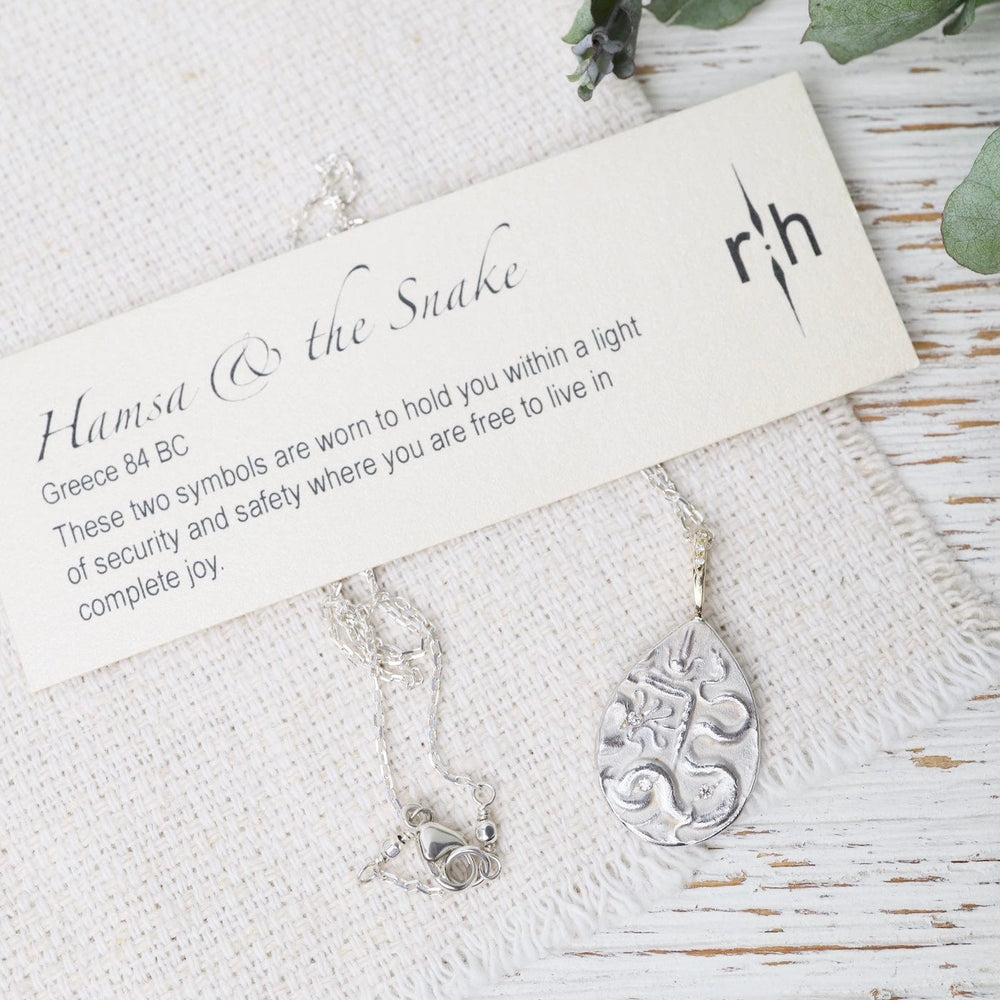 
                  
                    NKL-14K Sterling Silver & 14K Gold Hamsa & The Snake Necklace
                  
                