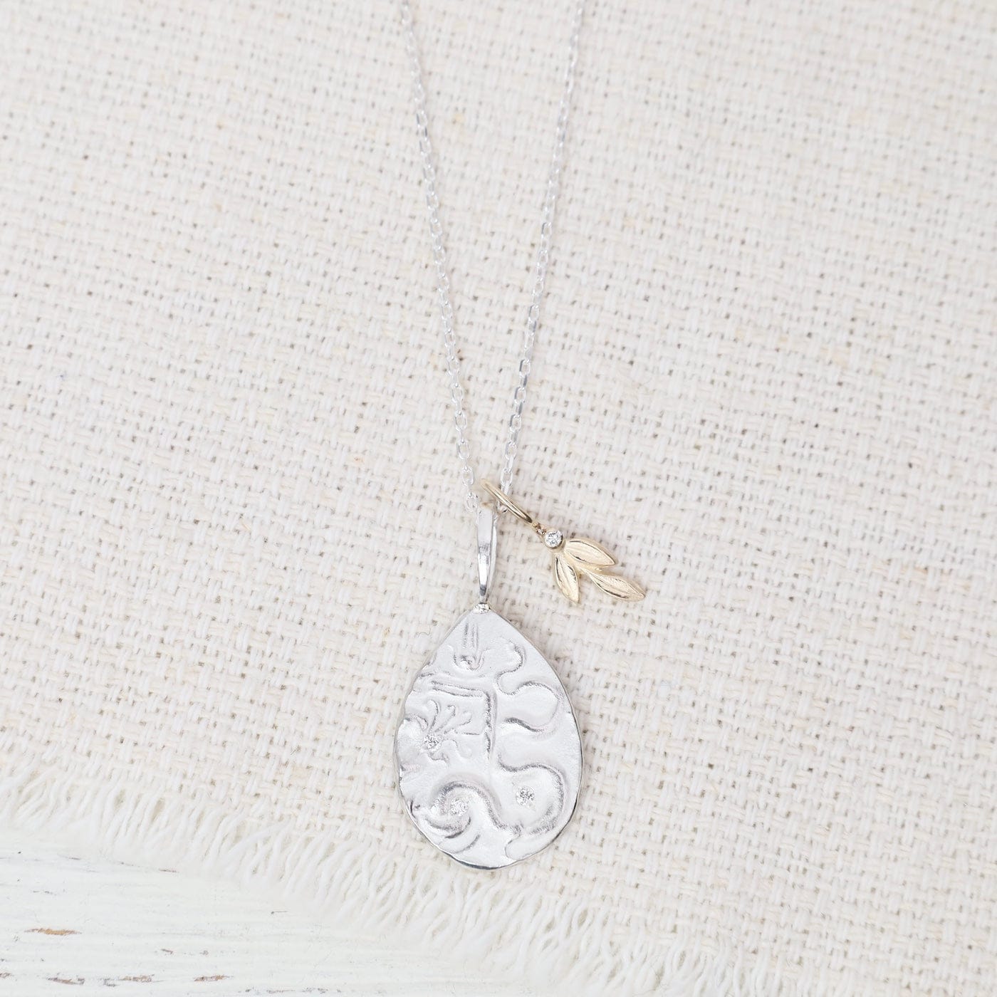 NKL-14K Sterling Silver Hamsa & The Snake Pendant Necklace