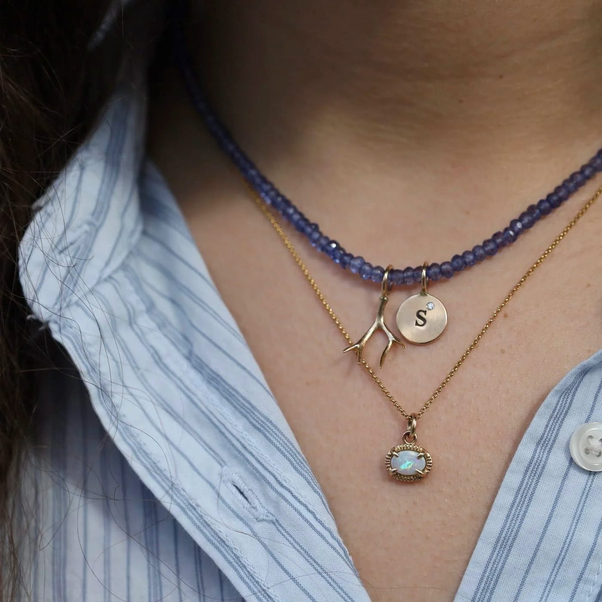 NKL-14K Swell Necklace - Opal