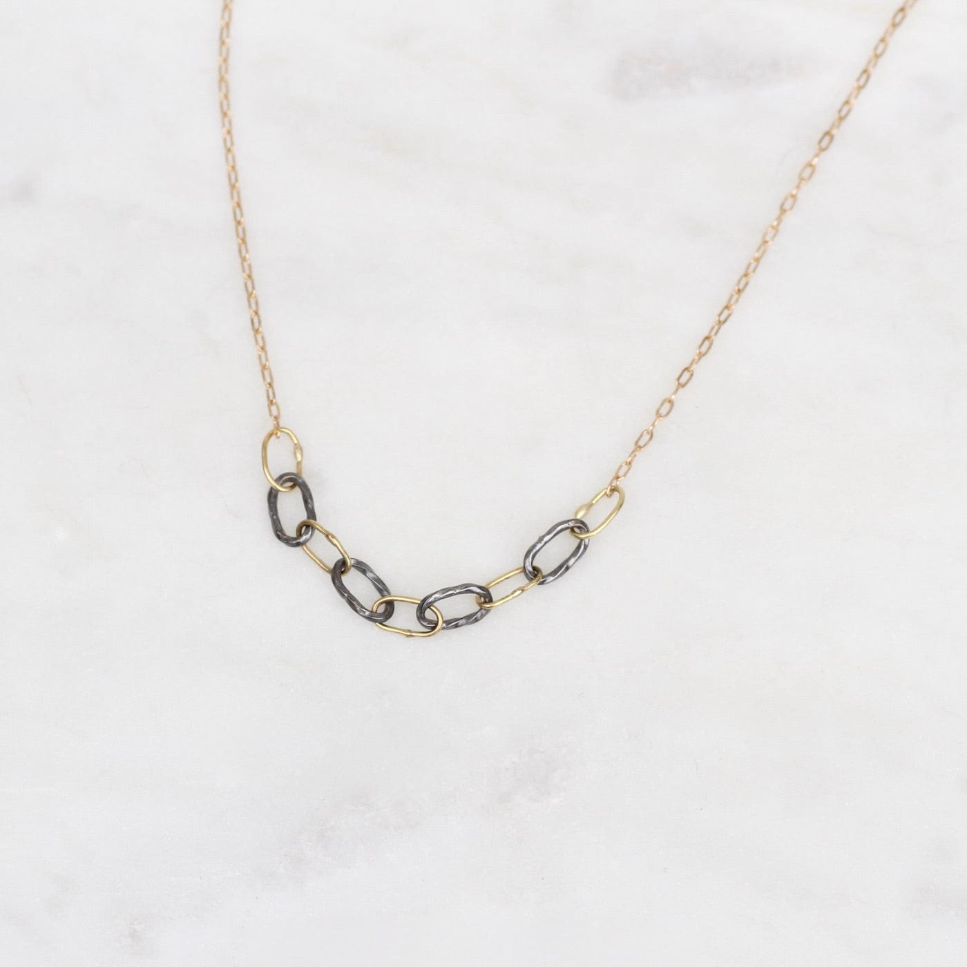 NKL-14K Two tone Baby Bowline Segment Necklace